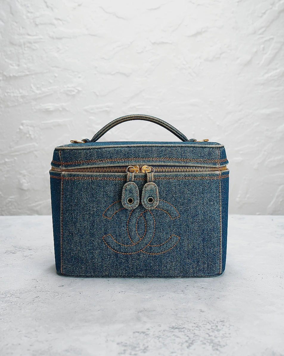 FWRD Renew Chanel Denim Coco Vanity Bag 3 FWRD Renew Chanel Denim Coco Vanity Bag